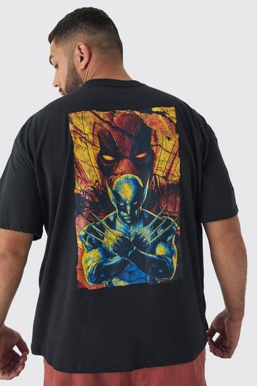 Plus Oversized Deadpool Wolverine License T-Shirt black