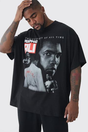 Plus Oversized Muhammad Ali License Print T-Shirt black