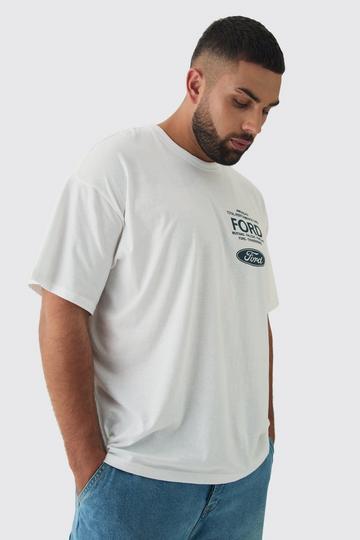 Plus Oversized Ford License Print T-Shirt white