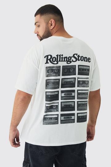 Plus Oversized Rolling Stones License Print T-Shirt white