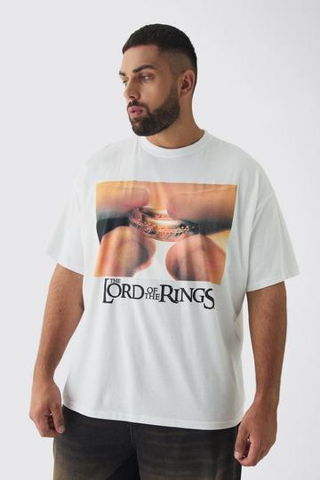 Plus Oversized Lord of The Rings License Print T-Shirt white