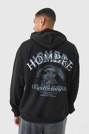 Oversized Hombre Eagle Graphic Hoodie black