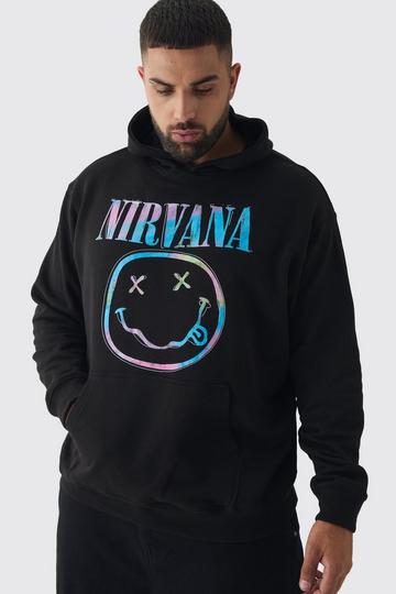 Plus Oversized Nirvana Face License Print Hoodie black