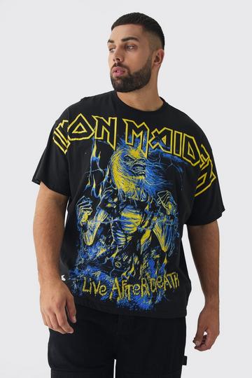 Plus Oversized Iron Maiden Large Scale License Print T-Shirt black