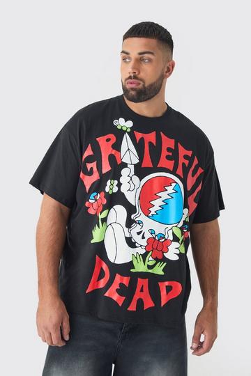 Plus Oversized Grateful Dead Large Scale License Print T-Shirt black