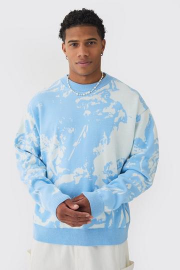 Blue Oversized Boxy Renaissance Graphic Knit Jumper