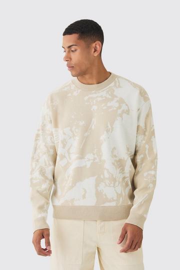 Stone Beige Oversized Boxy Renaissance Graphic Knit Jumper