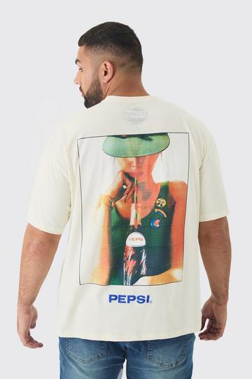 Plus Oversized Pepsi License Print T-Shirt ecru