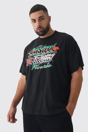 Plus Oversized Castrol GTX License Print T-Shirt black