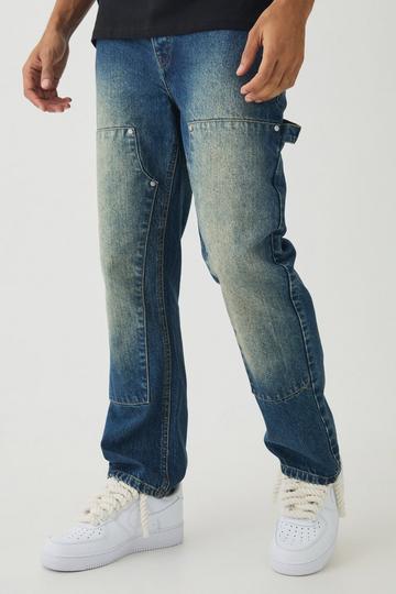 Blue Straight Leg Carpenter Jeans