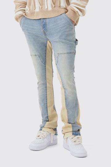 Flared Stacked Utility Jeans Met Gusset Detail light blue