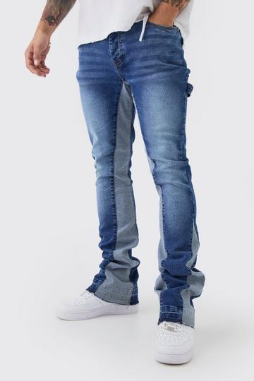 Flared Stacked Utility Jeans Met Gusset Detail blue