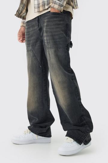 Relaxed Fit Carpenter Jeans With Split Hem brown