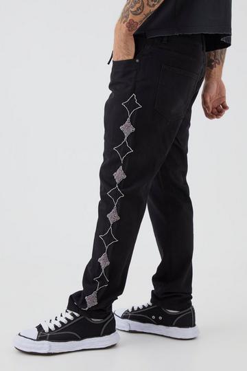 Slim Rigid Star Embellished Jeans black