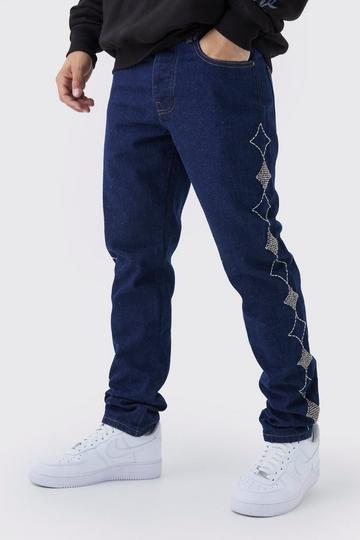 Slim Rigid Star Embellished Jeans indigo