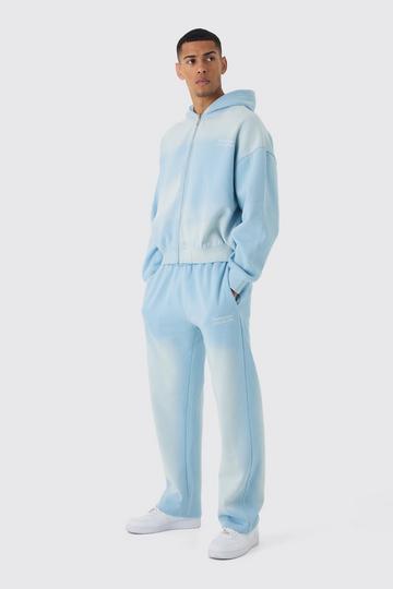 Oversized Boxy Spray Wash Tracksuit light blue