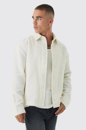 Regular Fit Boucle Overshirt stone