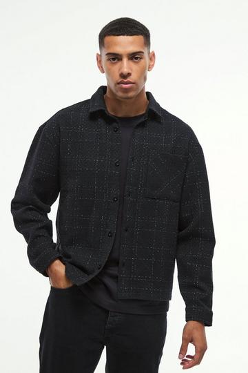 Black Oversized Fit Boucle Overshirt