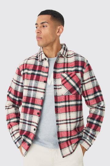 Red Oversized Fit Checked Shirt