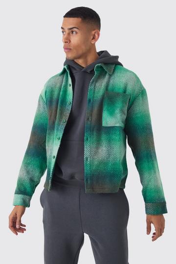 Regular Fit Brushed Check Overshirt green