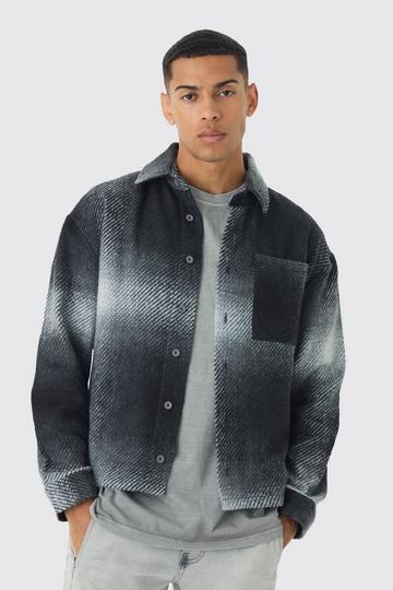 Black Regular Fit Brushed Check Overshirt