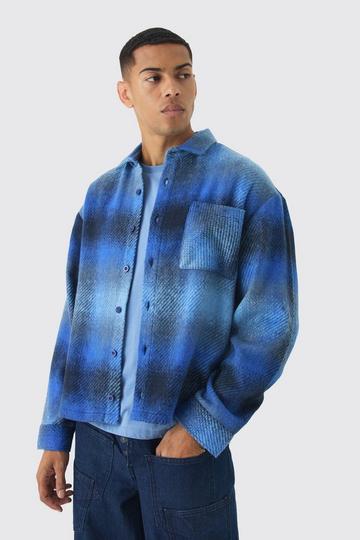 Oversized Fit Brushed Check Overshirt cobalt