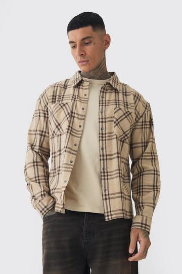 Tall Homme Back Print Checked Shirt ecru