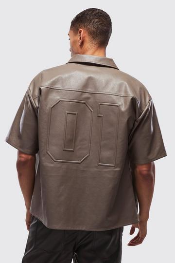 Oversized 01 PU Shirt taupe