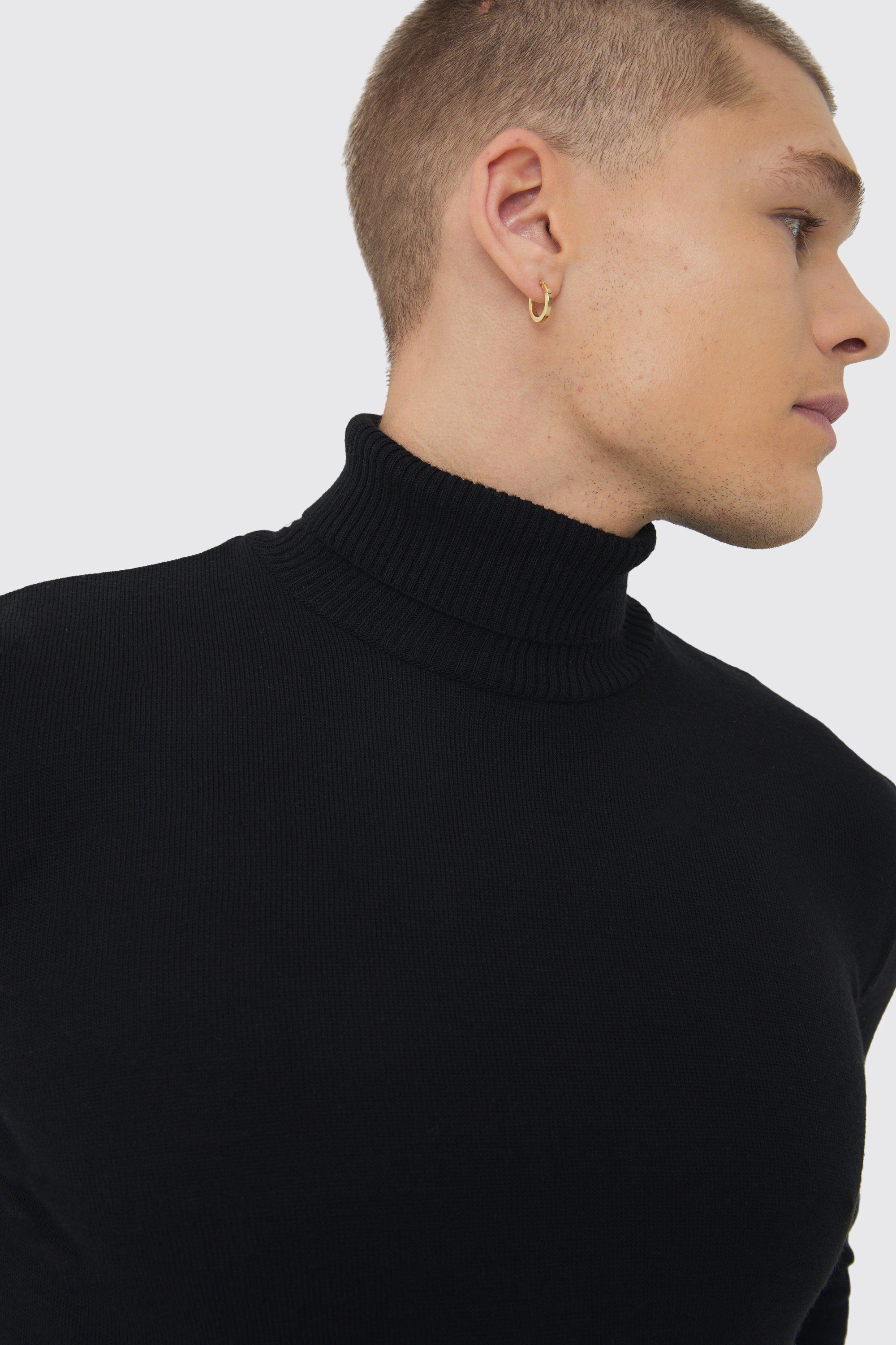 Black polar neck jumper hotsell