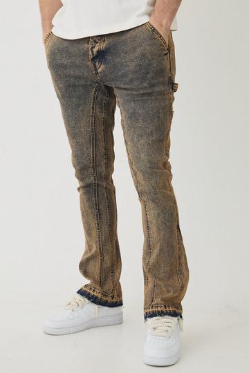 Tall Stretch Skinny Gusset Detail Carpenter Flared Jeans dark wash