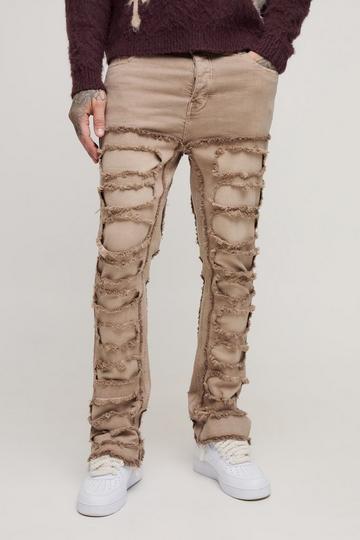 Tall Raw Seam Detail Stretch Skinny Flared Jeans stone