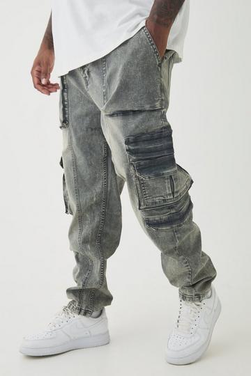 Plus Skinny Fit Multi Cargo Jeans grey