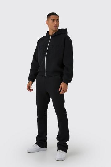 Black Oversized Boxy Worldwide Embossed Tracksuit