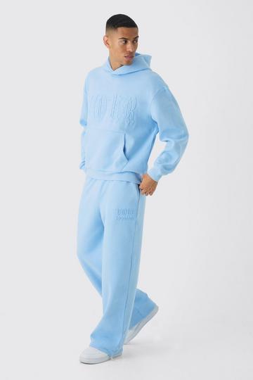 Oversized Boxy Homme Emboss Tracksuit light blue