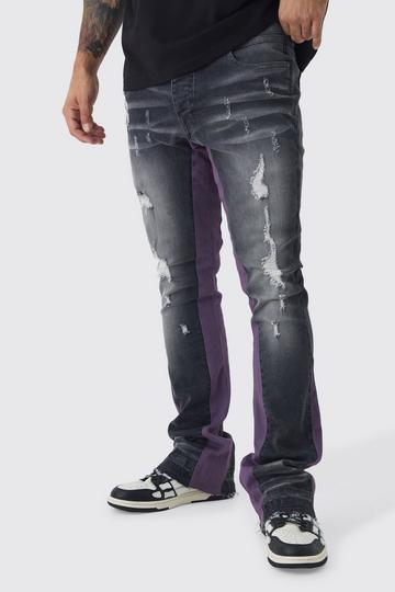 Skinny Stretch Gusset Detail Flared Jeans charcoal