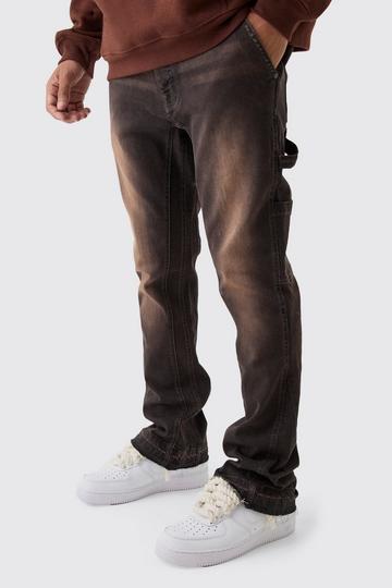 Stretch Skinny Gusset Detail Carpenter Flared Jeans brown