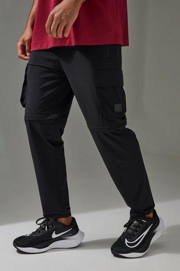 Black Man Active Cargo Zip Off Tapered Jogger