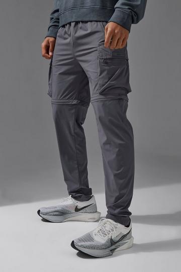 Man Active Cargo Zip Off Tapered Jogger charcoal