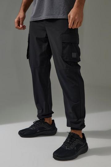 Black Man Active Cargo Cuffed Reg Fit Jogger