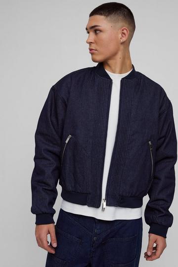 Gewatteerd Boxy Denim Bomberjack indigo