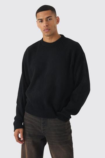 Oversized Boxy Brushed Knitted Jumper black