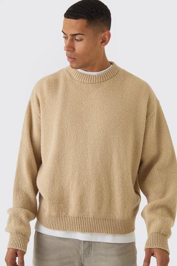 Oversized Boxy Brushed Knitted Jumper sand