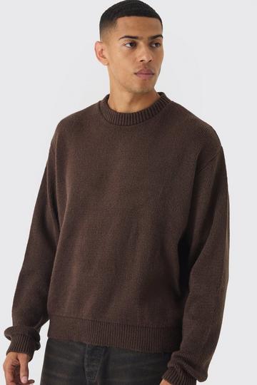 Oversized Geborstelde Gebreide Boxy Trui chocolate
