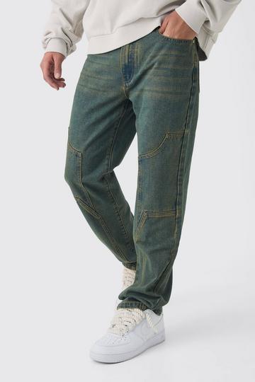 Straight Leg Carpenter Panel Jeans antique blue