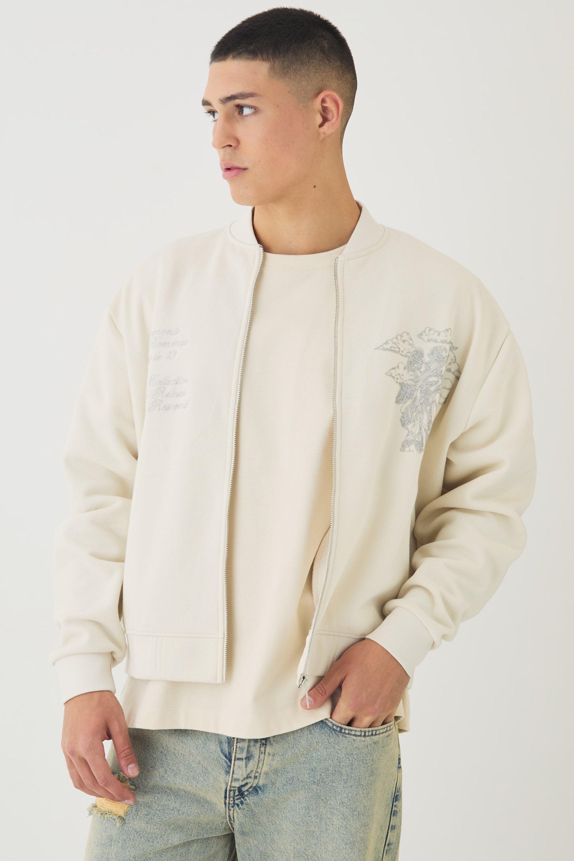 Oversized Boxy Gloss Print Renaissance Bomber Jacket