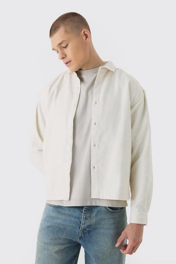 Herringbone Textured Overshirt ecru