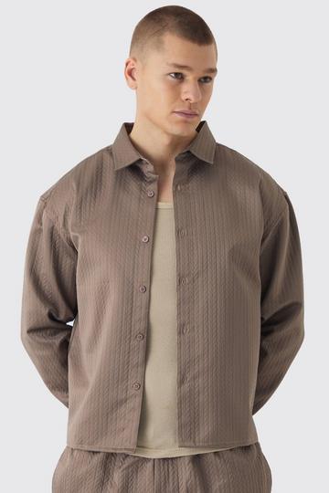 Oversized Herringbone Overshirt brown