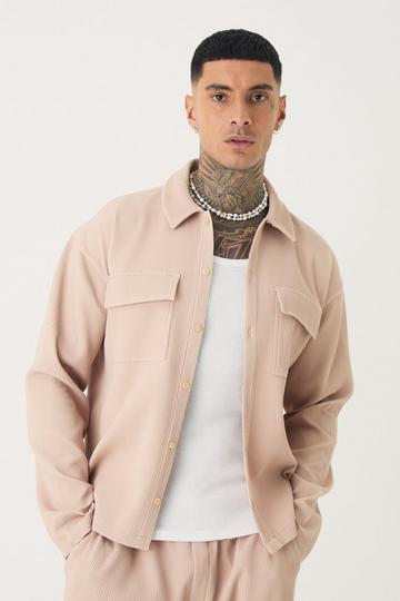 Tall Pleated Cargo Overshirt taupe