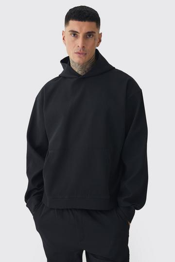 Tall Pleated Oversized Boxy Hoodie black