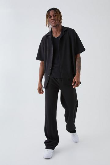 Tall Scuba Twill Oversized Shirt & Trouser Set black